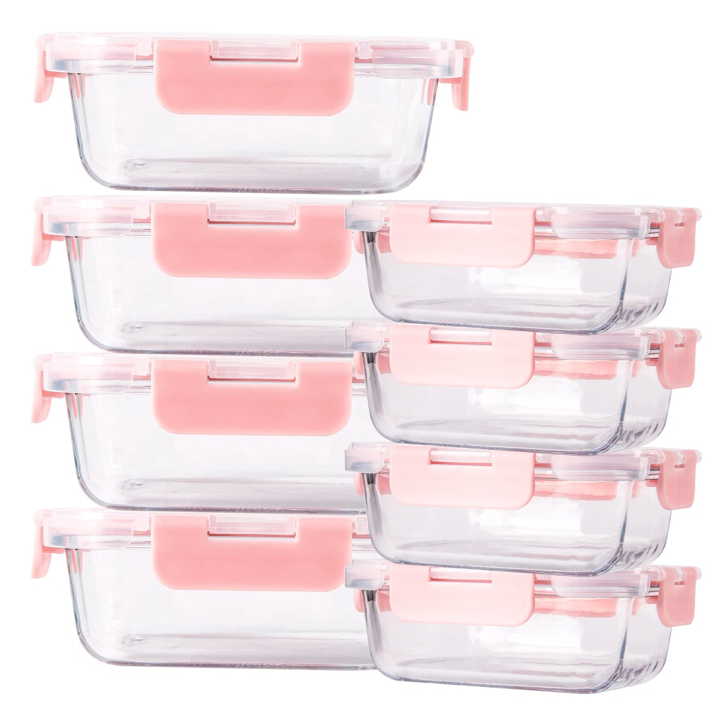 Glass Food Storage Containers Set 8 Piece Borosilicate Lock Lid