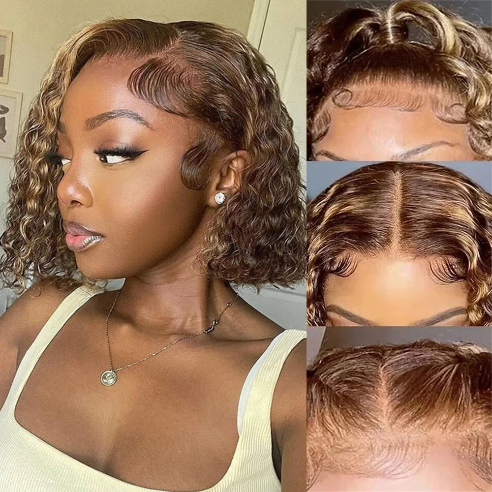 Sixsister Deep Wave Short Bob Lace Front Wig Remy Chinese Human Hair Comfortable Fit
