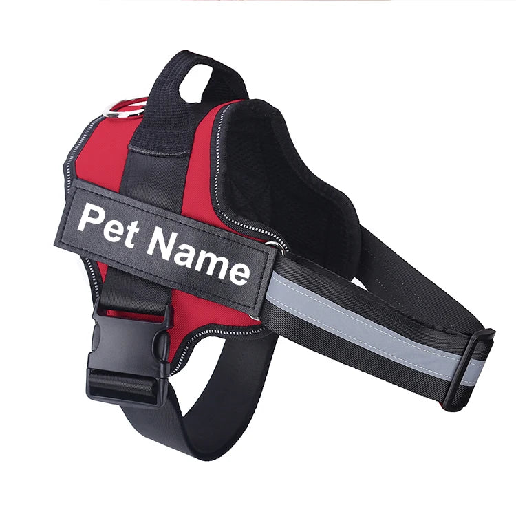 Bolux No Pull Reflective Adjustable Dog Harness Vest With ID Patch For Outdoor Walking