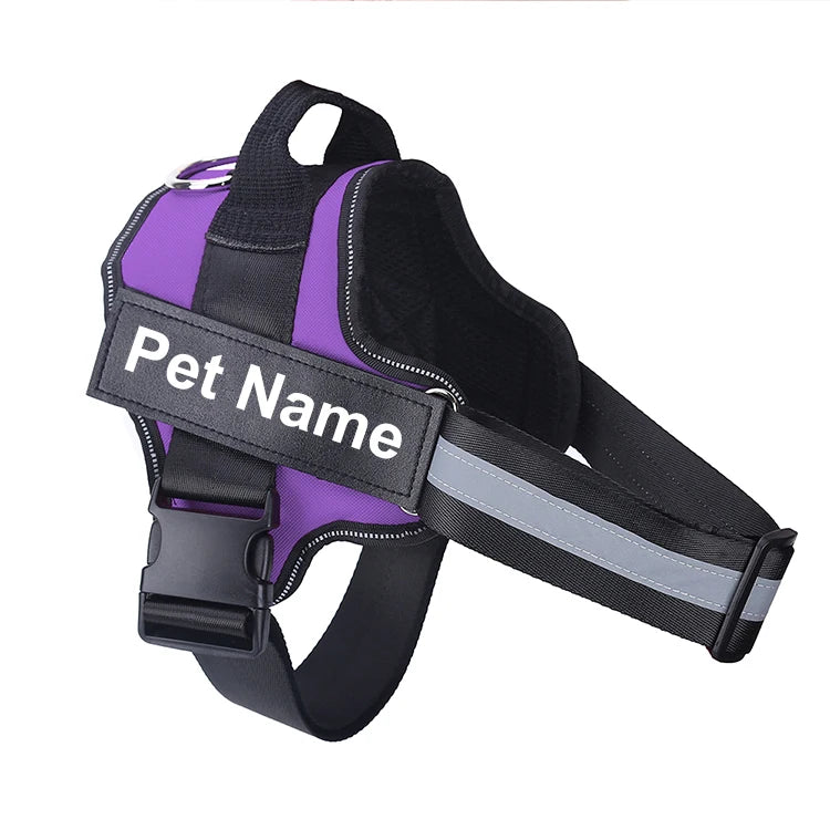 Bolux No Pull Reflective Adjustable Dog Harness Vest With ID Patch For Outdoor Walking