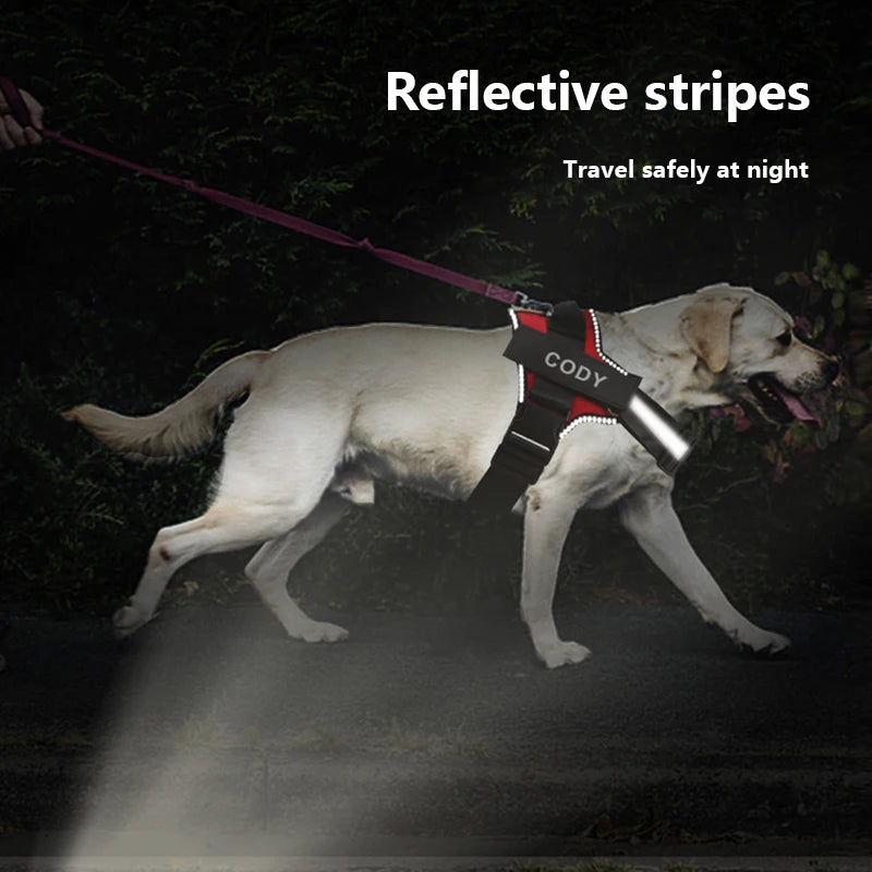 Bolux No Pull Reflective Adjustable Dog Harness Vest With ID Patch For Outdoor Walking