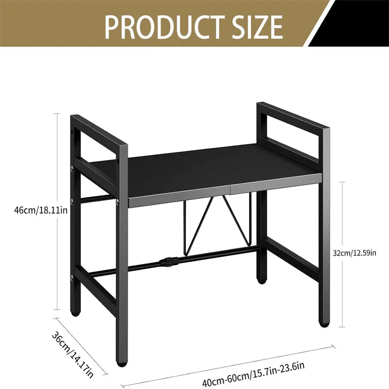 Hign-concerned Adjustable Space-Saving Microwave Rack With Hooks