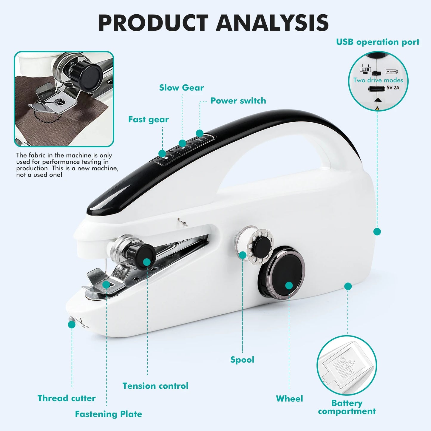 Hign-concerned Mini Handheld Sewing Machine Portable Electric With Sewing Accessories