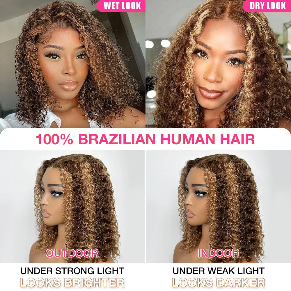 Sixsister Deep Wave Short Bob Lace Front Wig Remy Chinese Human Hair Comfortable Fit