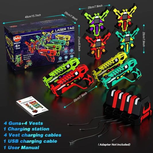 VATOS Upgrade Data Sync Laser Tag Guns And Vests 4 Pack Infrared Shooting Game Set For Kids Teens