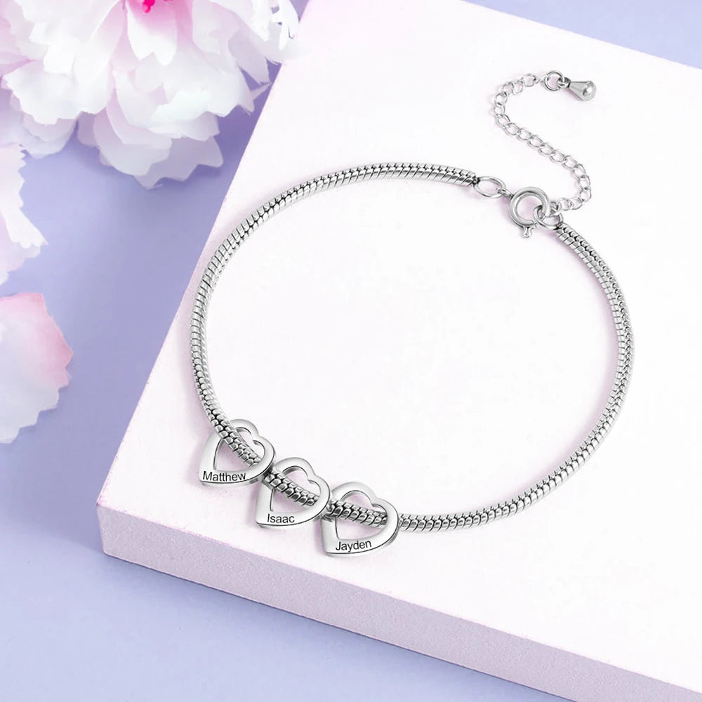 PolishedPlus Family Names Bracelet Anklet Engraved Jewelry