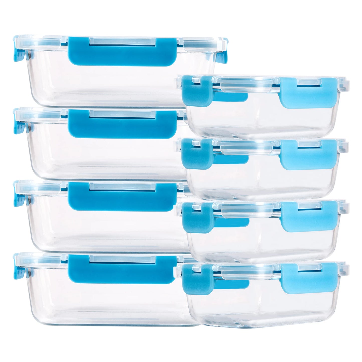 Glass Food Storage Containers Set 8 Piece Borosilicate Lock Lid