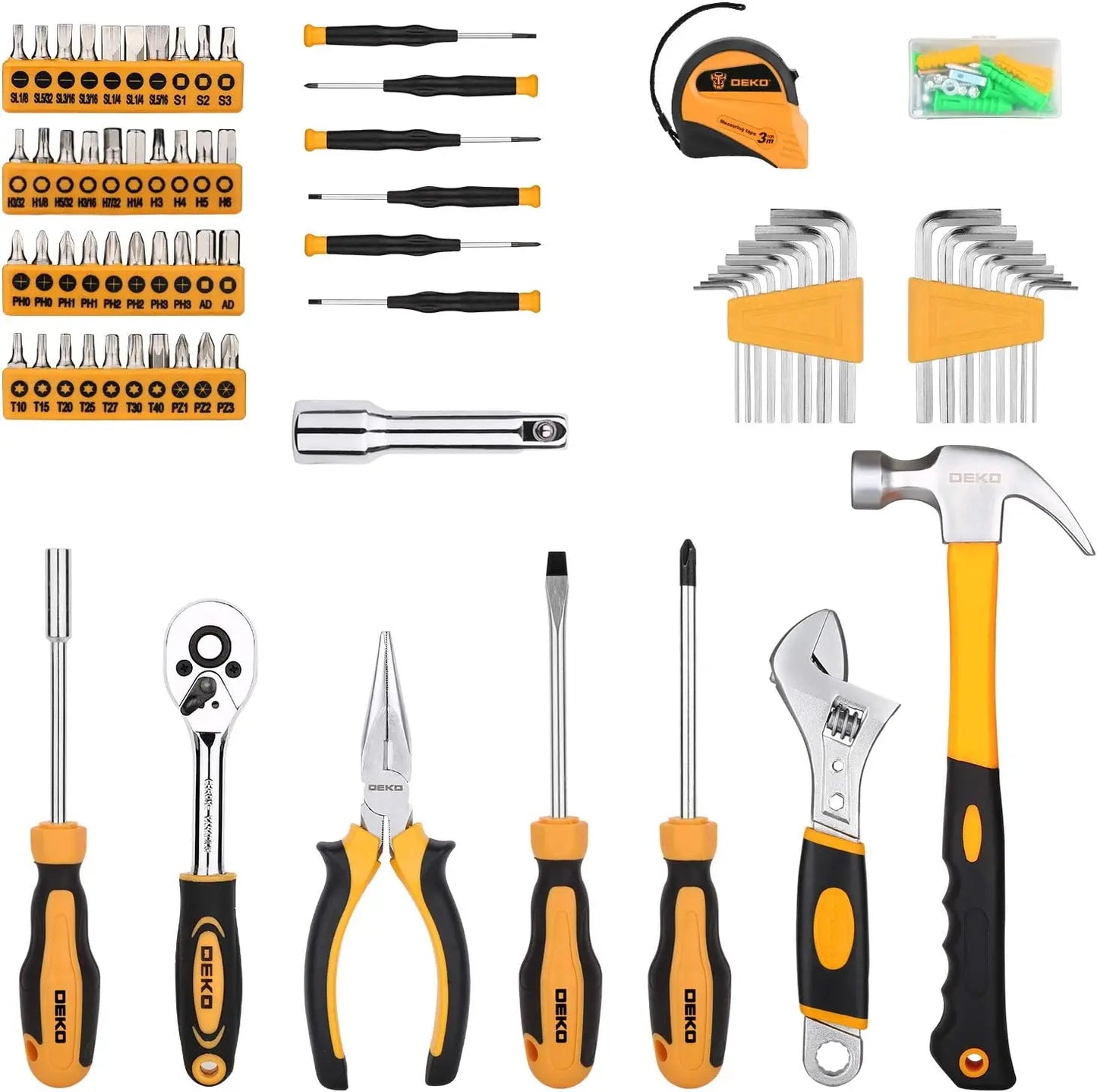 DEKODIY 158Piece AllMetalChromeFinish ToolSet DurableGeneralPurpose HouseholdKit Storage Case