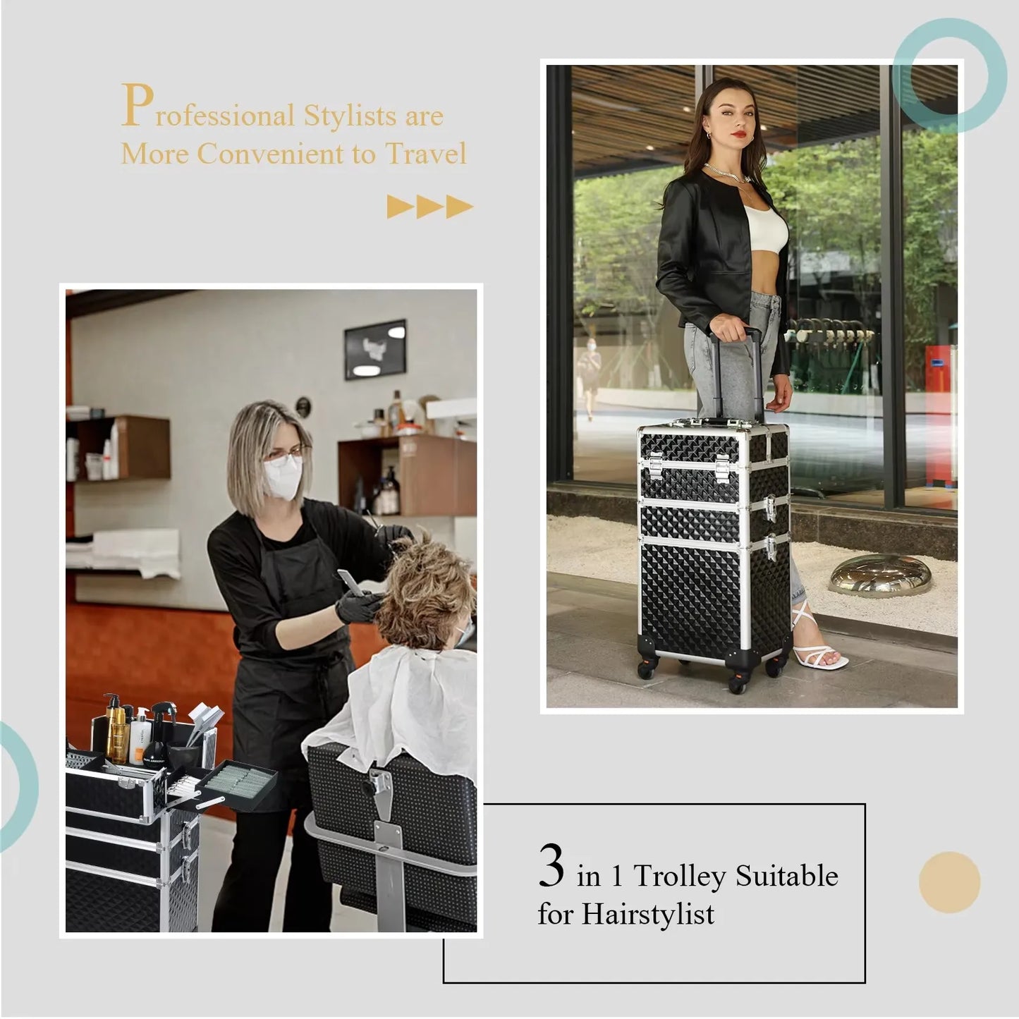 Maxulene Rolling Makeup Case 3 In 1 Removable On Wheels