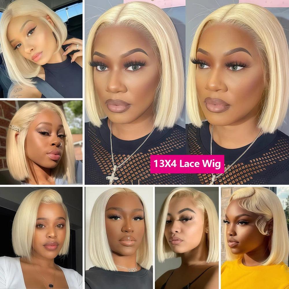 Wig Queen Remy Human Hair Lace Front Bob Wig Transparent Lace With Pre Plucked Hairline