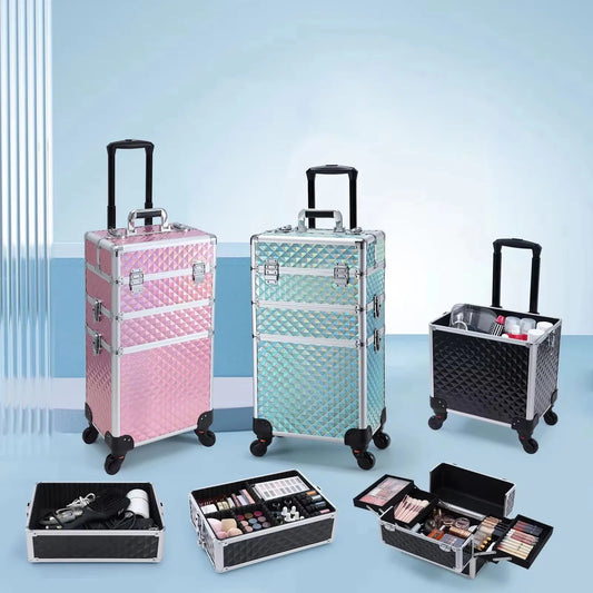 Maxulene Rolling Makeup Case 3 In 1 Removable On Wheels