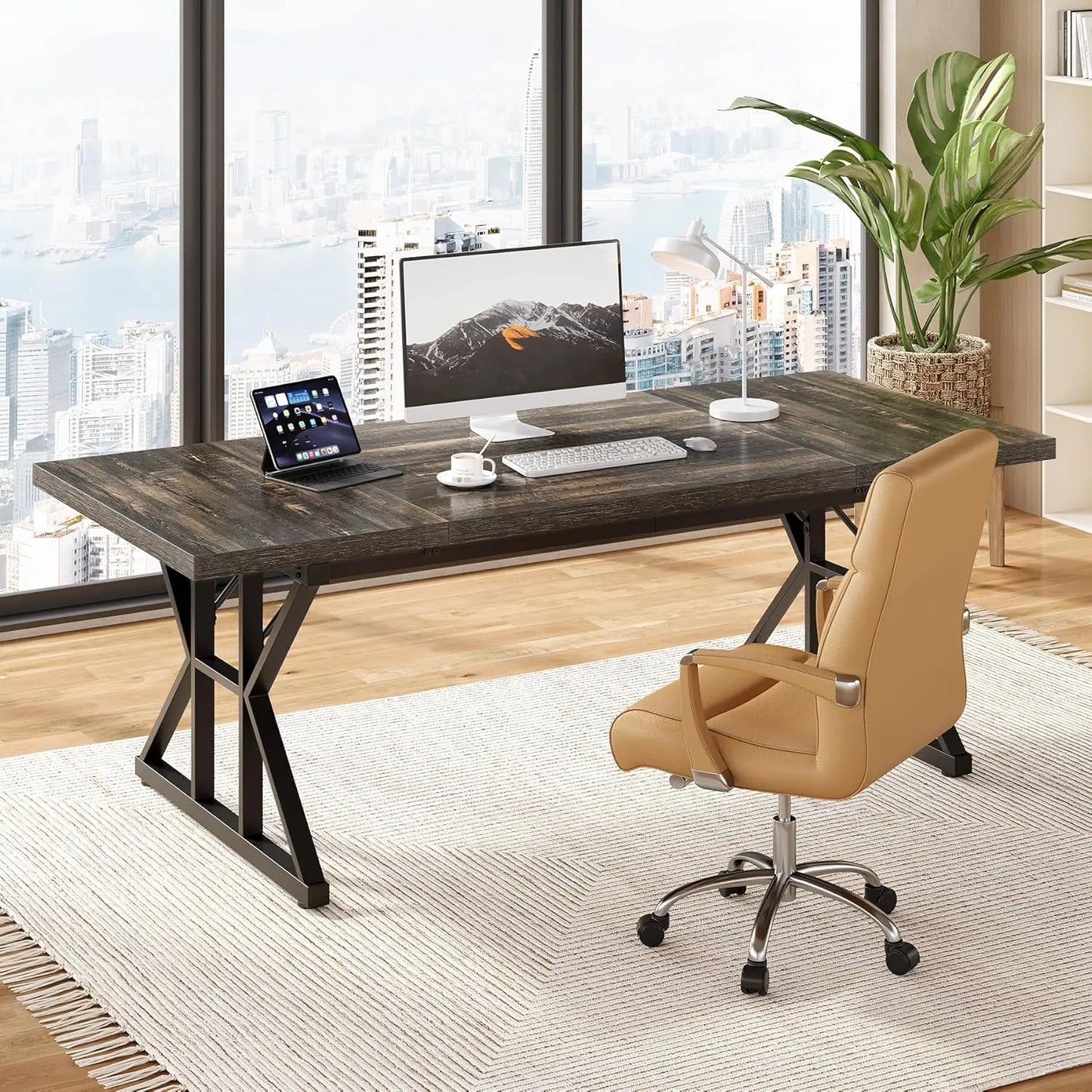 LITTLE TREE Office Desk for Home Executive Modern Workstation Computer Desk With Ample Surface