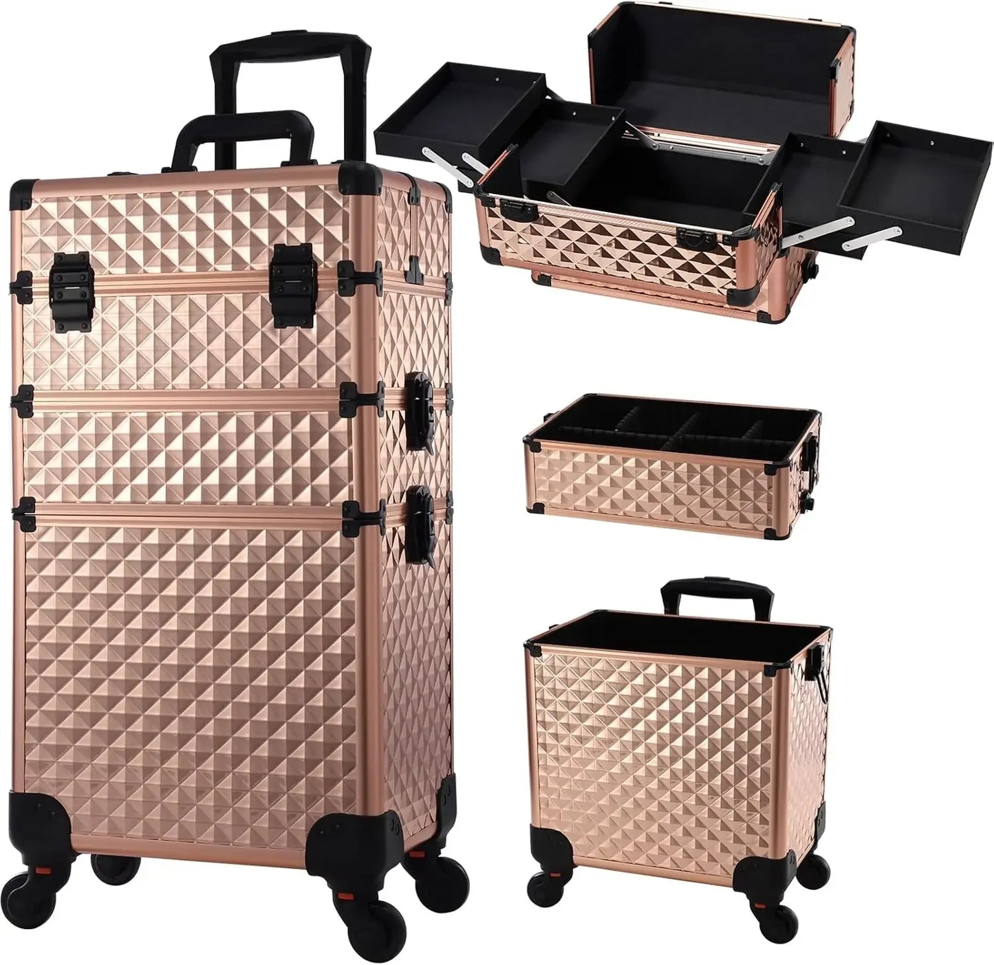 Maxulene Rolling Makeup Case 3 In 1 Removable On Wheels