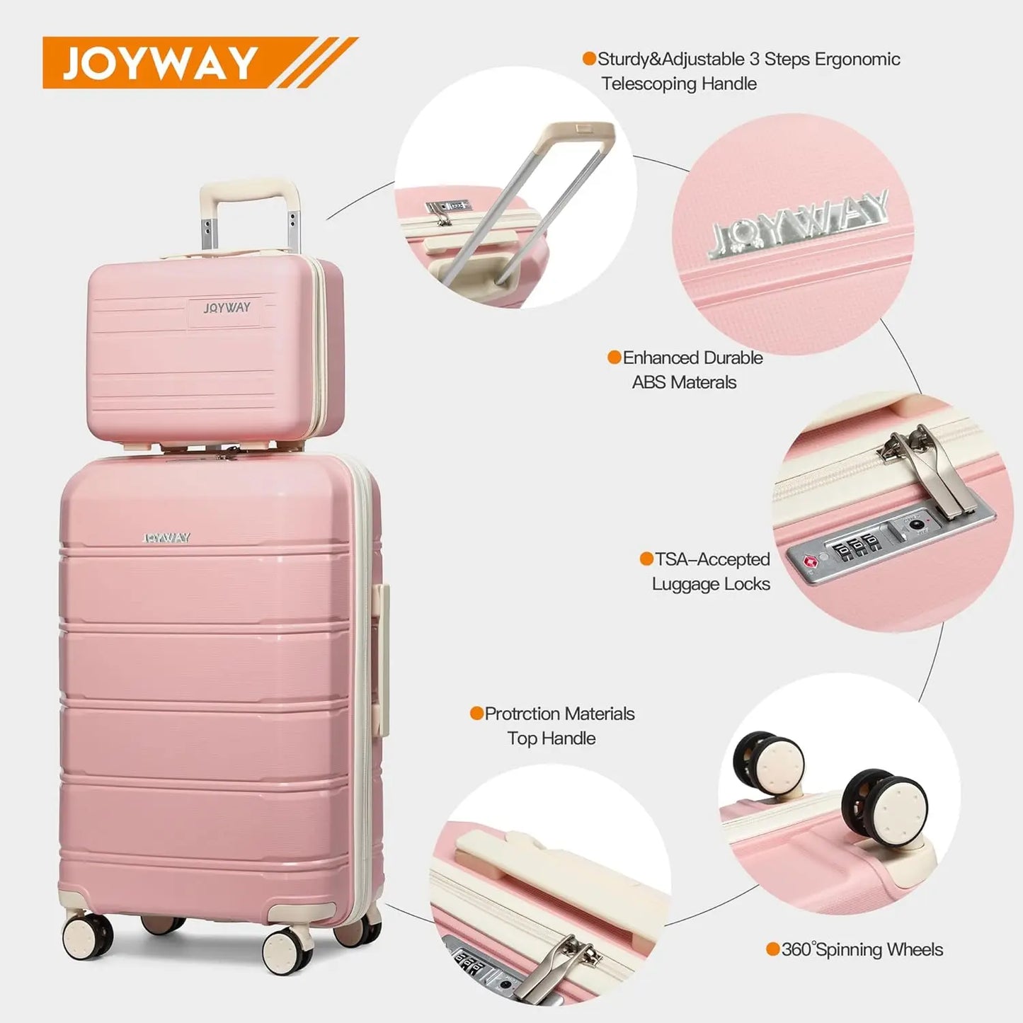 Joyway Travel Luggage Set Scratch Resistant Spinner Wheels TSA Lock