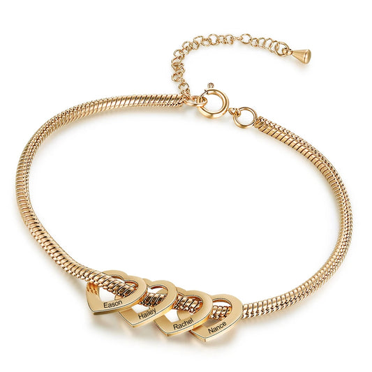 Customized Name Bracelet Anklet Stainless Steel Heart Charm For Women