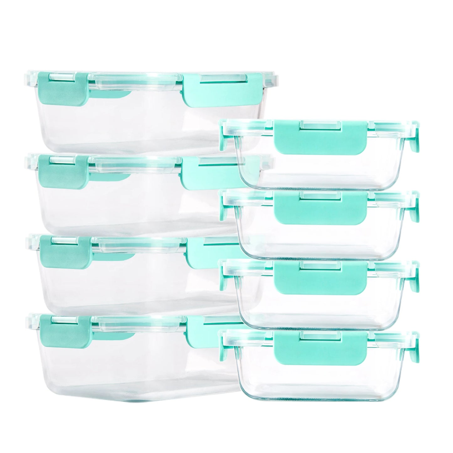 Glass Food Storage Containers Set 8 Piece Borosilicate Lock Lid