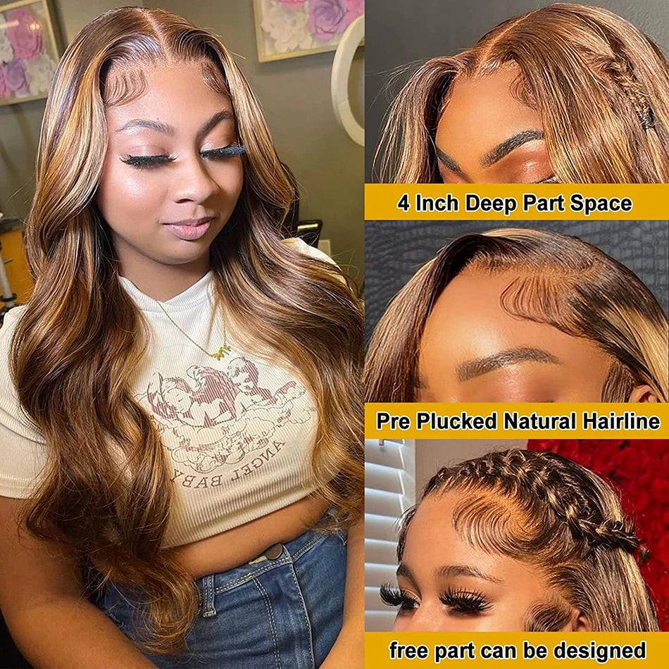 Remy Brazilian Body Wave Human Hair Wig With HD Lace Frontal Transparent Lace Front