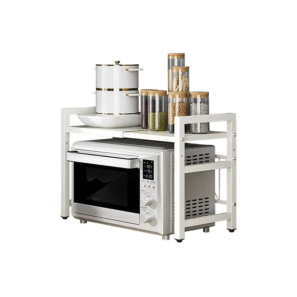 Hign-concerned Adjustable Space-Saving Microwave Rack With Hooks