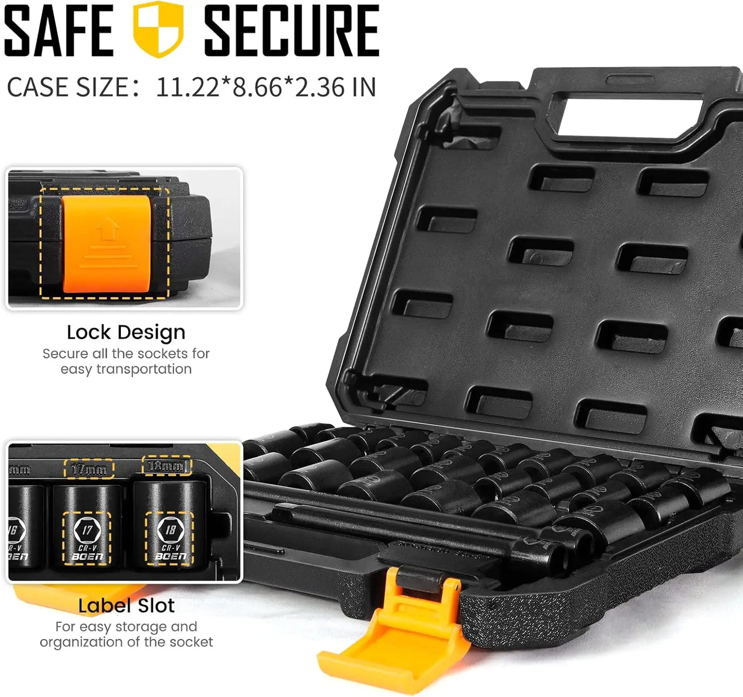 Hign-concerned 29-Piece Shallow Socket Set SAE Metric CRV