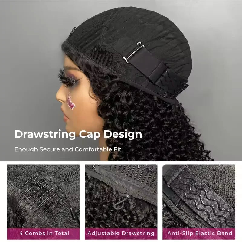 Muokass Remy Brazilian Curly Half Wig Clip In High Density