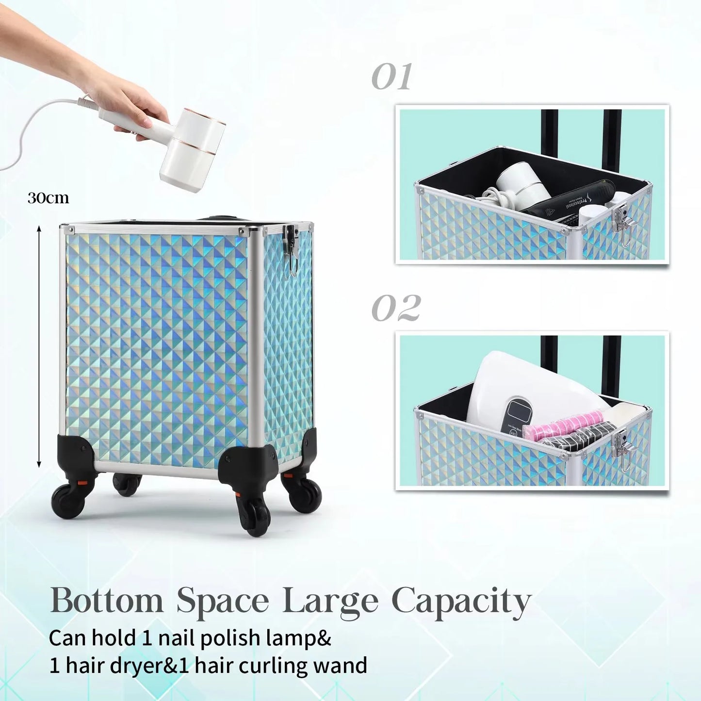 MaxuleneCN PremiumGrade Makeup RollingLuggage StorageCase Detachable 4 In 1 Aluminium