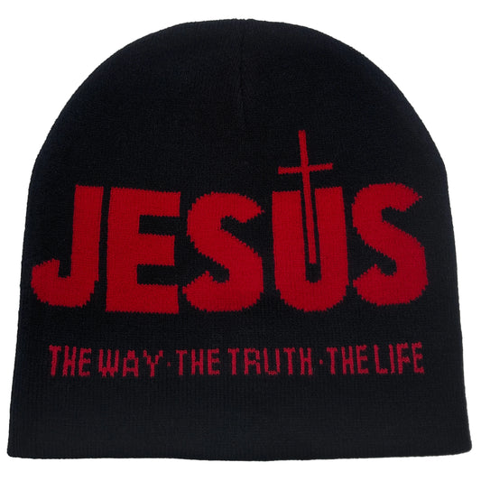 Zhejiang Knit Hat JESUS Jacquard Alphabet Unisex Thermal Beanie For Outdoor Autumn Winter