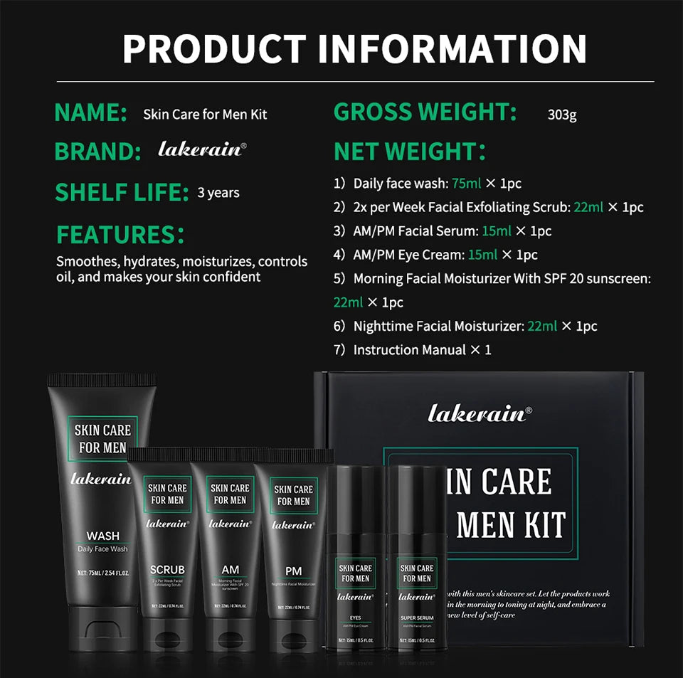 Ibcccndc Men Skin Care Kit Oil Control Hydration Set
