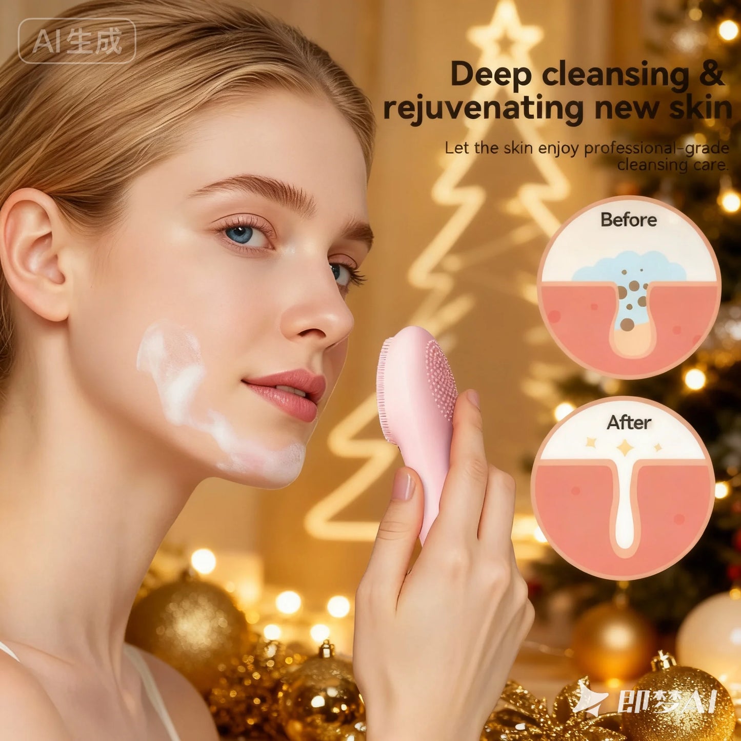 Rechargeable IPX7 Waterproof Facial Cleansing Brush For All Skin Types
