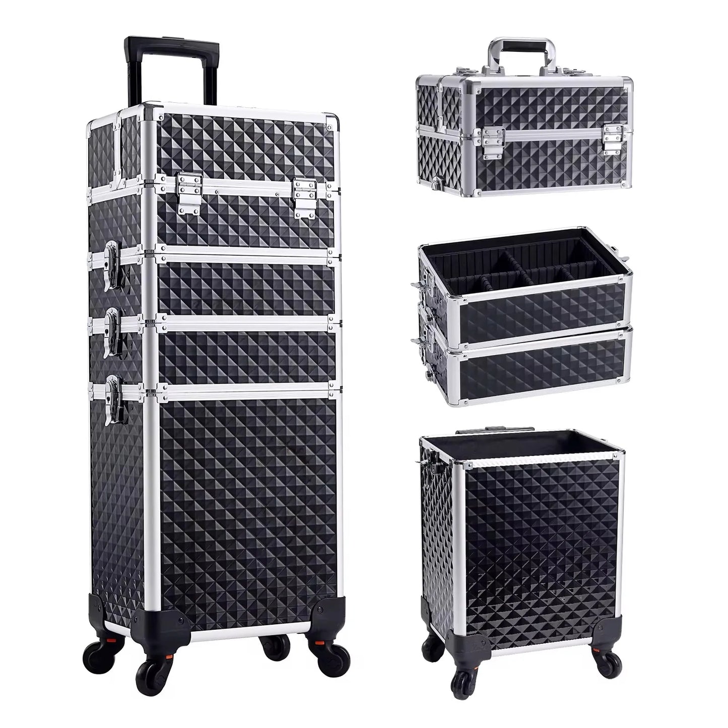 MaxuleneCN Makeup Trolley Case 4 In 1 Alloy On Wheels