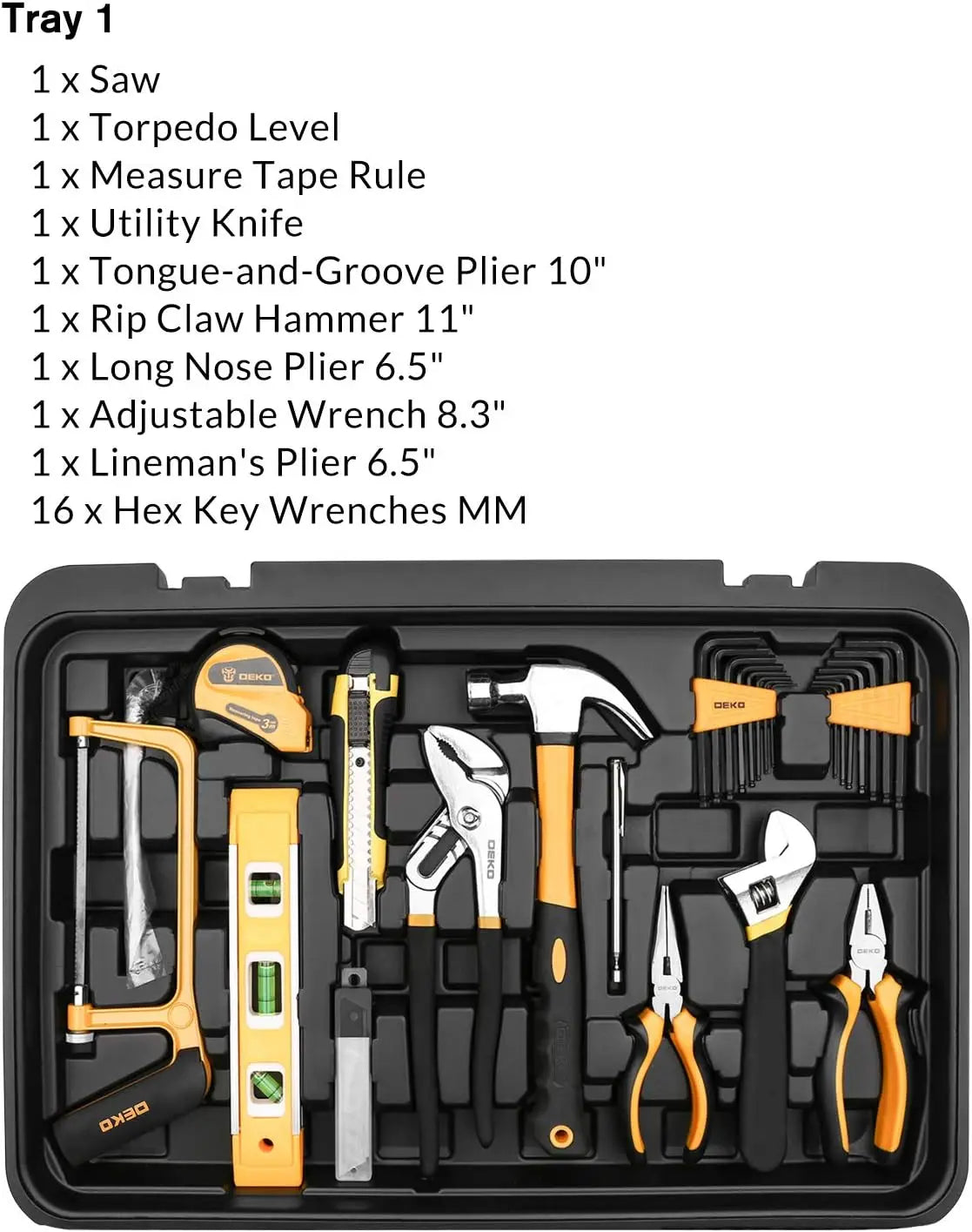 DEKODIY 258 Piece Tool Kit With Rolling Toolbox Socket Wrench Hand Tool Set Mechanic Case