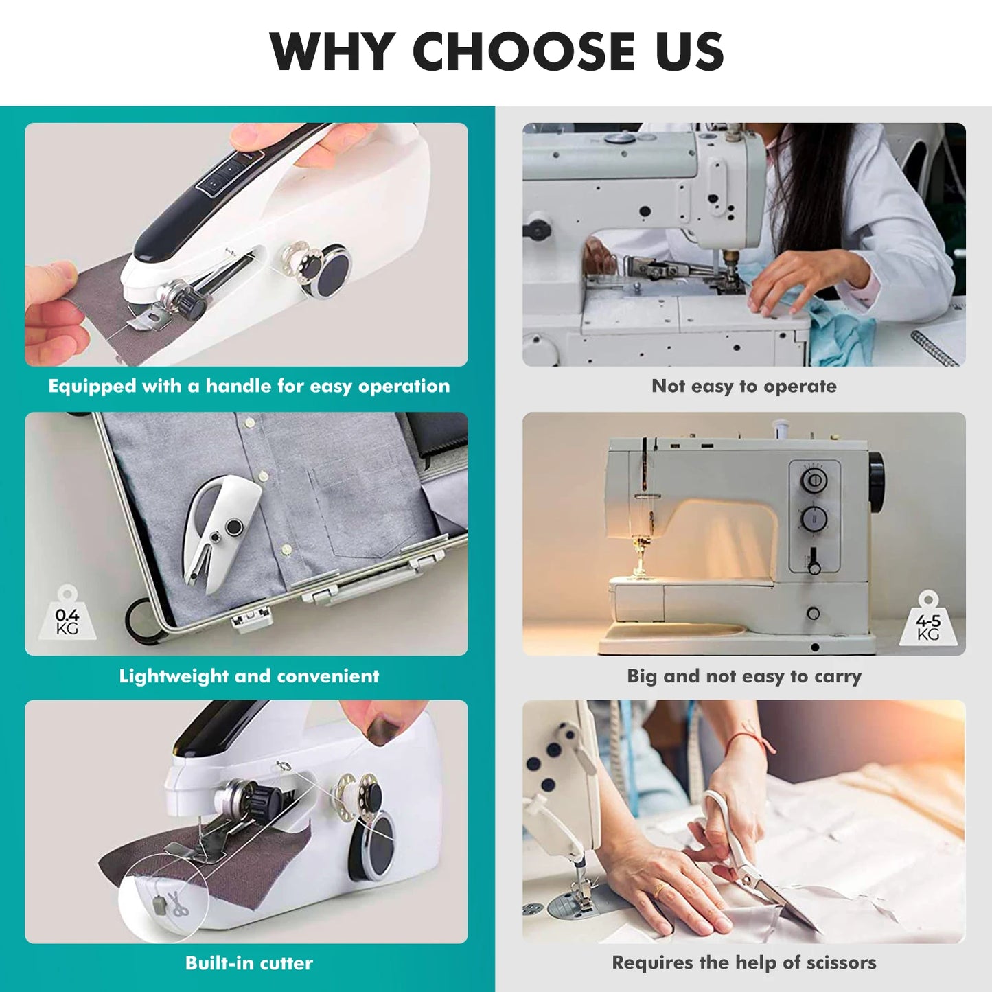 Hign-concerned Mini Handheld Sewing Machine Portable Electric With Sewing Accessories