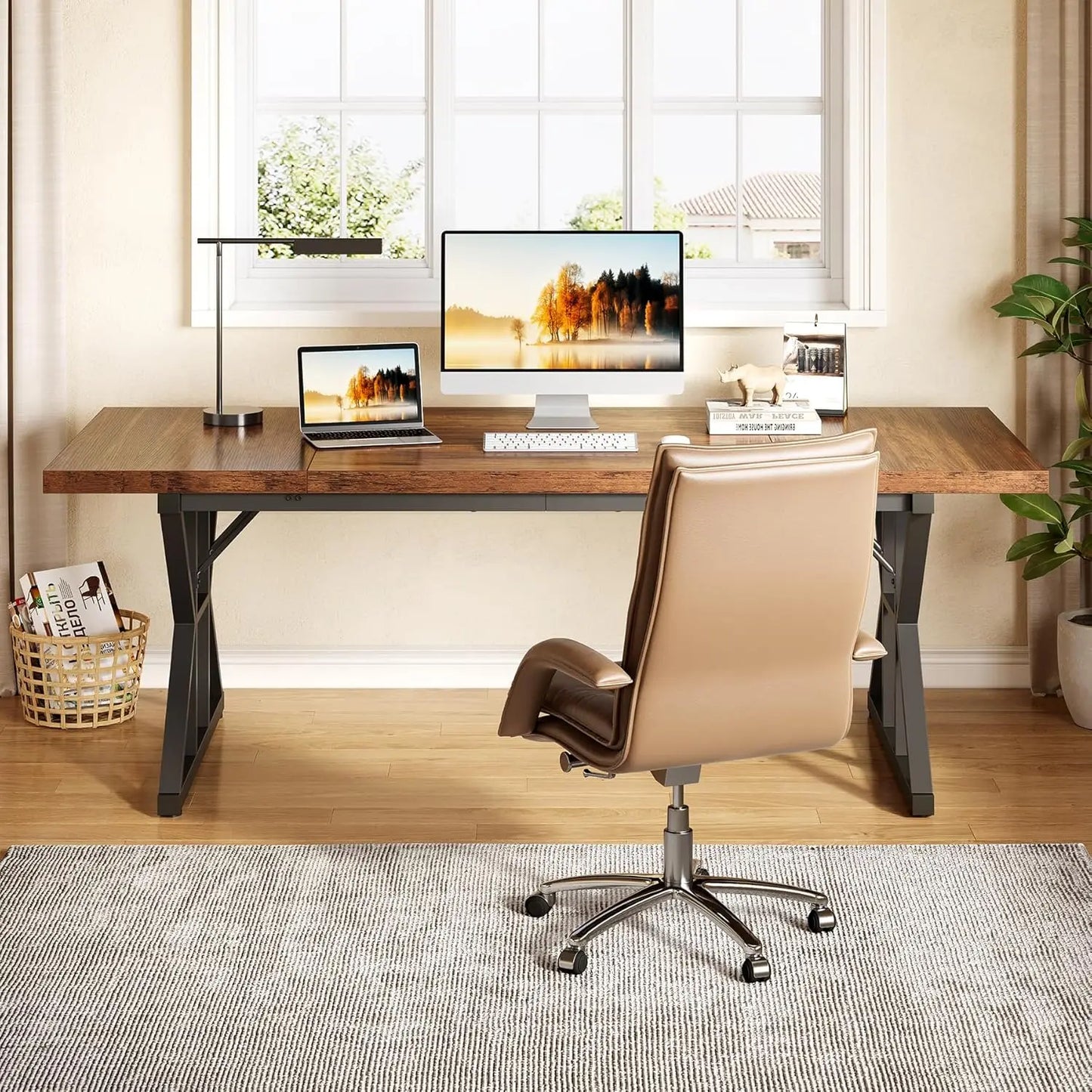 LITTLE TREE Office Desk for Home Executive Modern Workstation Computer Desk With Ample Surface
