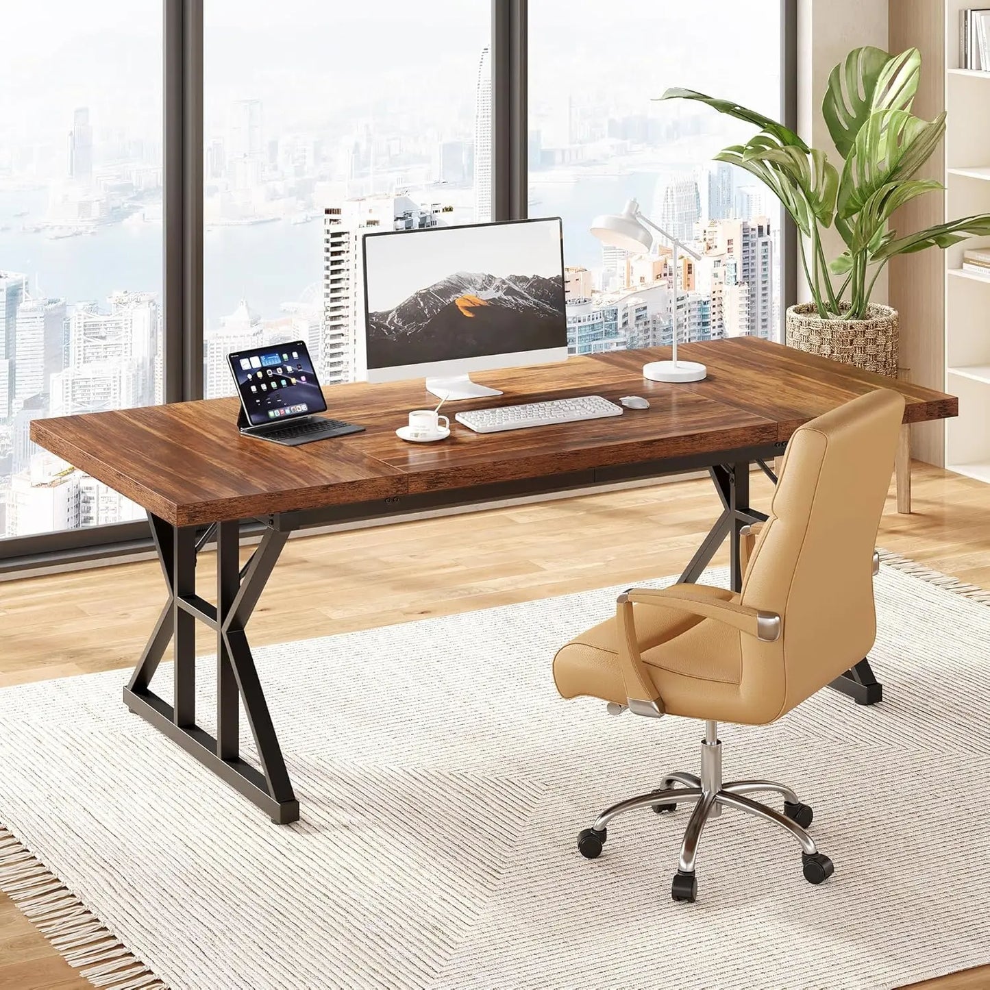 LITTLE TREE Office Desk for Home Executive Modern Workstation Computer Desk With Ample Surface