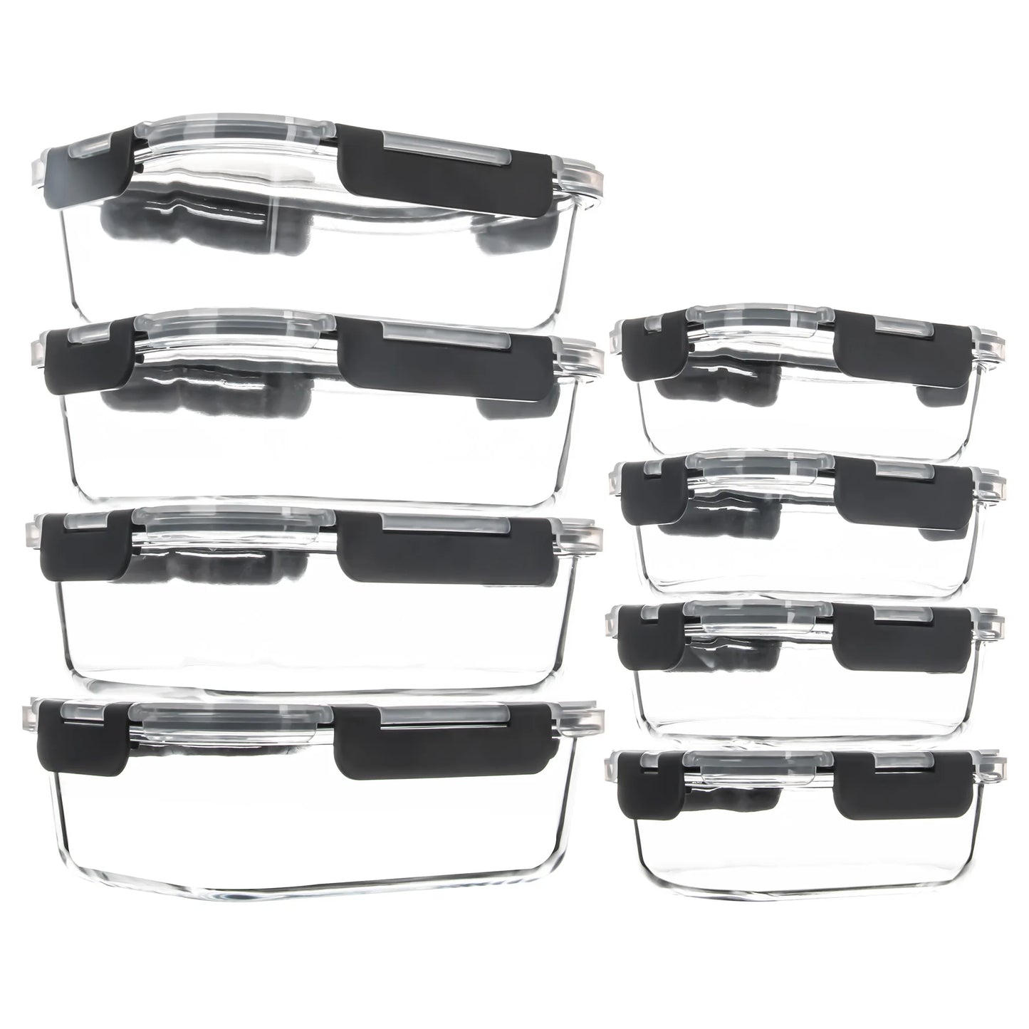 Glass Food Storage Containers Set 8 Piece Borosilicate Lock Lid