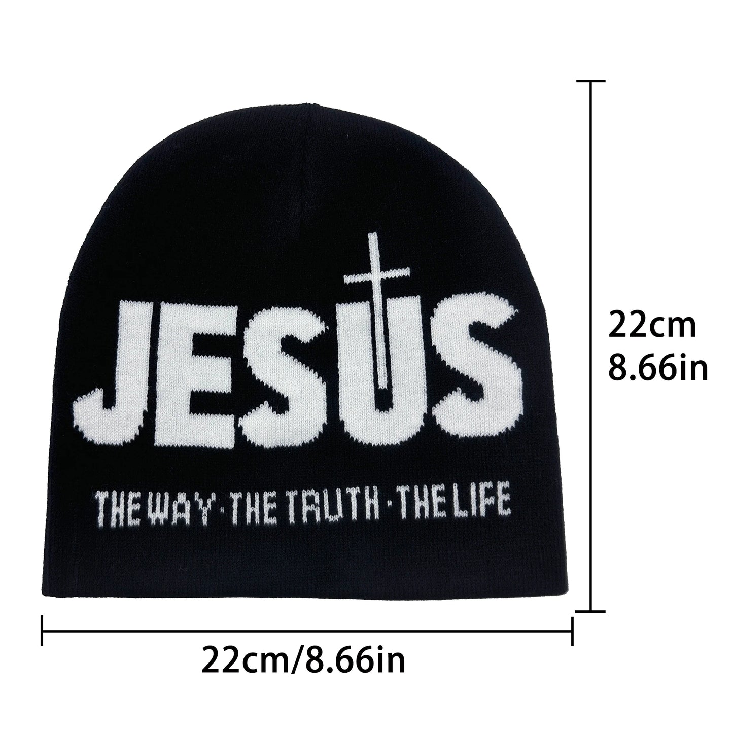 Zhejiang Knit Hat JESUS Jacquard Alphabet Unisex Thermal Beanie For Outdoor Autumn Winter