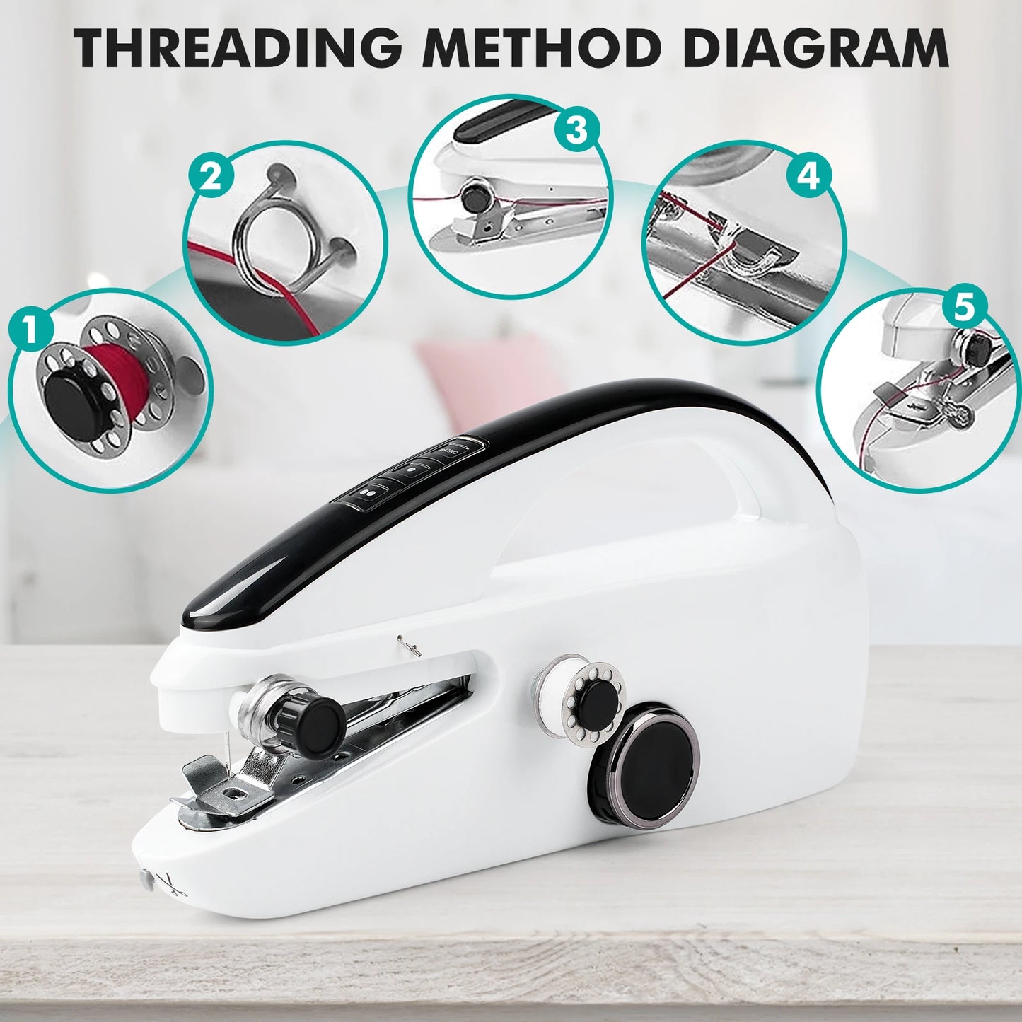 Hign-concerned Mini Handheld Sewing Machine Portable Electric With Sewing Accessories