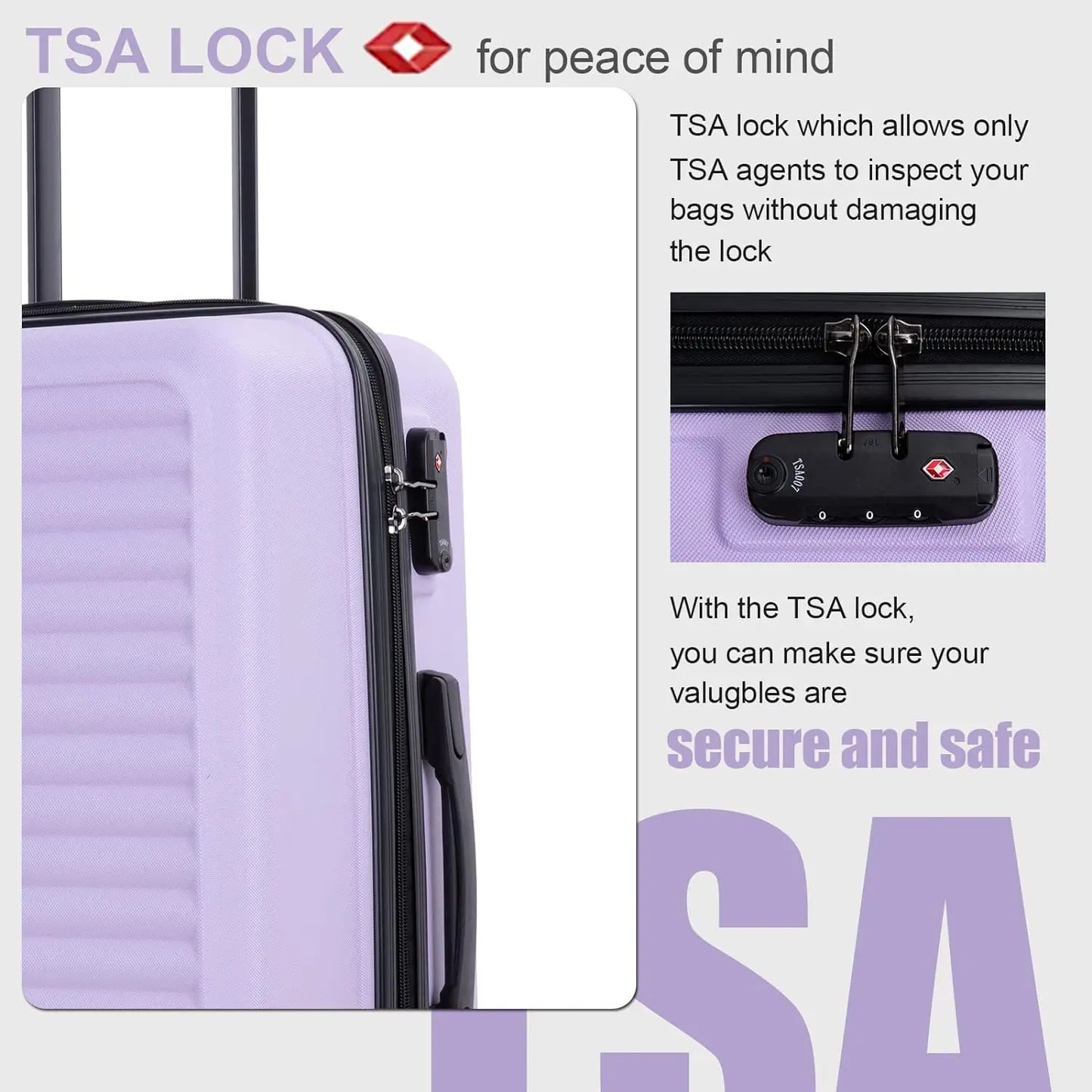 Travelhouse 3 Piece Hardside Luggage Set With TSA Lock Spinner Wheels