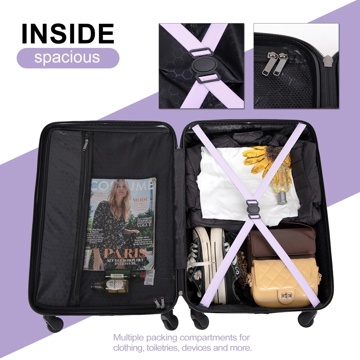 Travelhouse 3 Piece Hardside Luggage Set With TSA Lock Spinner Wheels