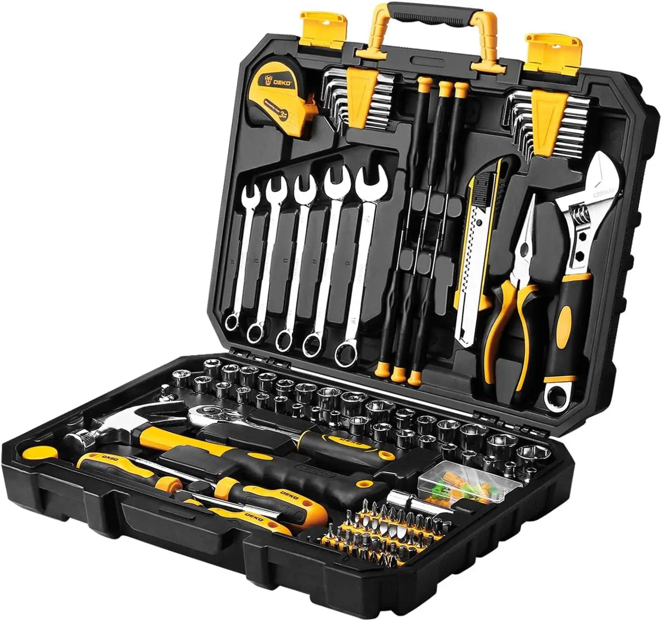 DEKODIY 158Piece AllMetalChromeFinish ToolSet DurableGeneralPurpose HouseholdKit Storage Case