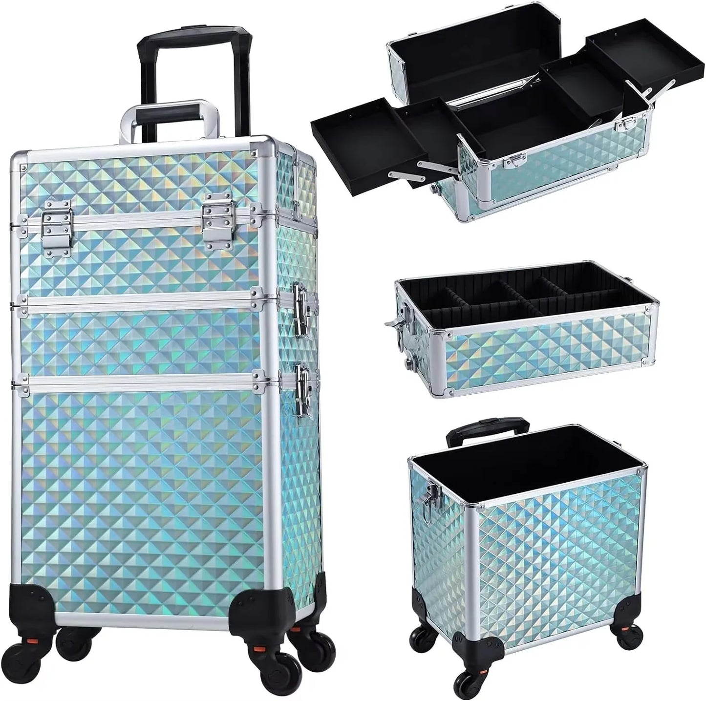 Maxulene Rolling Makeup Case 3 In 1 Removable On Wheels