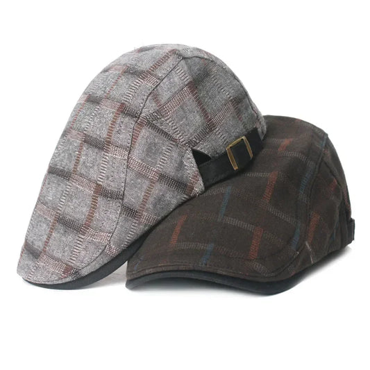 CN Vintage Checkered Painter Hat And Womens Beret Visor Cap For Men And Womens Spring Summer Casual Style