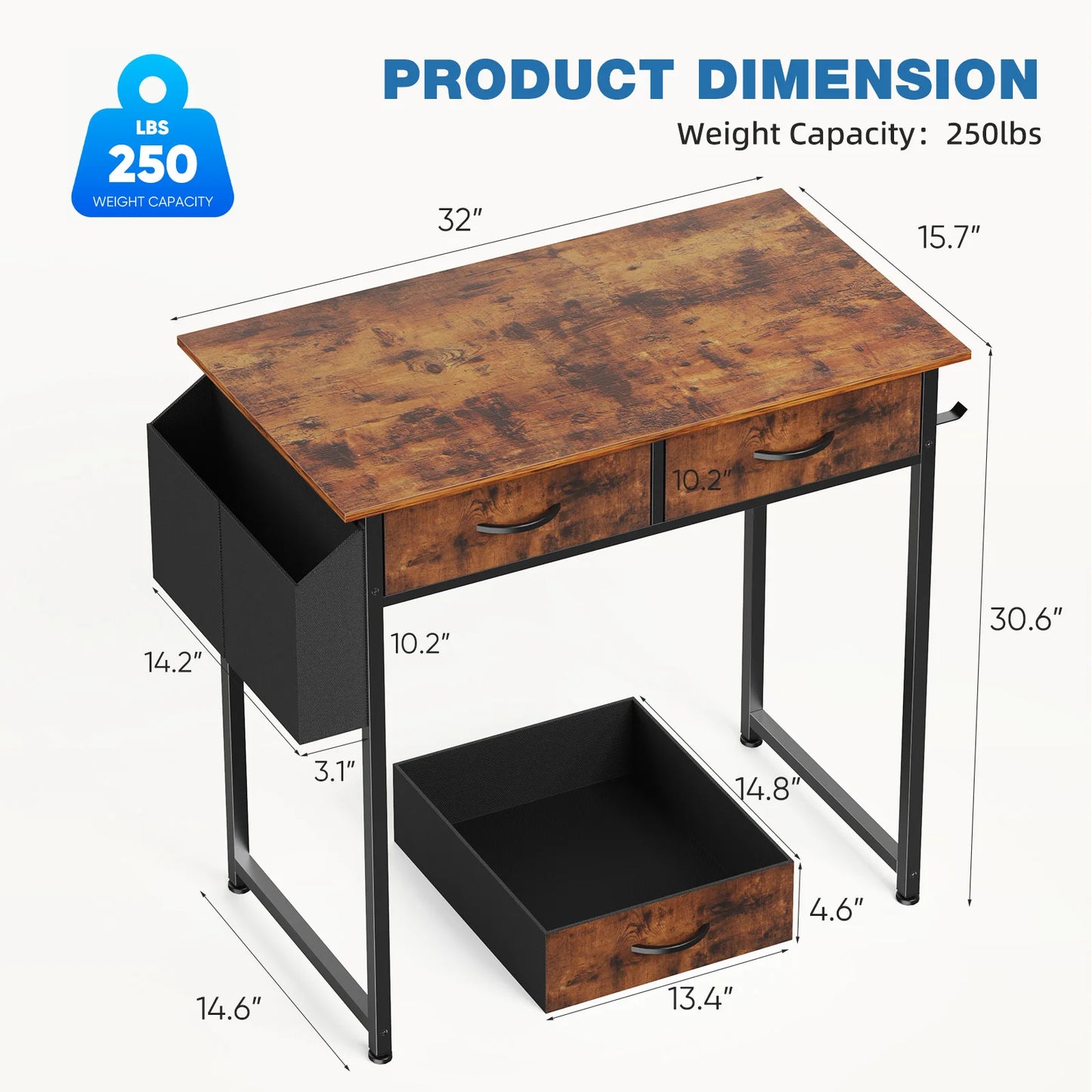 Sweetcrispy Compact Computer Desk Vanity For Home Office