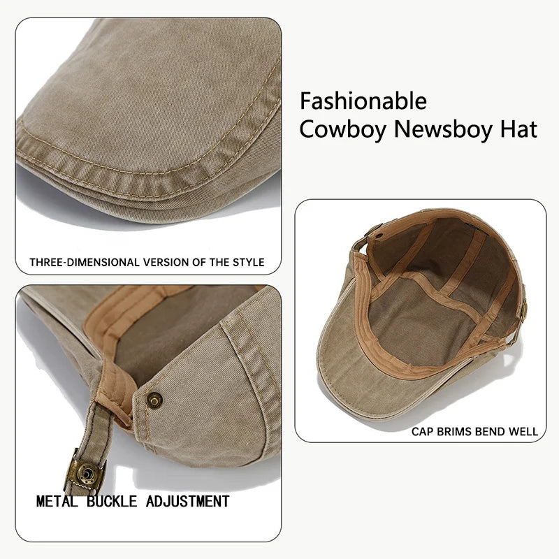 Yuliacc Vintage Cotton Beret Unisex Newsboy Cap Sun Hat