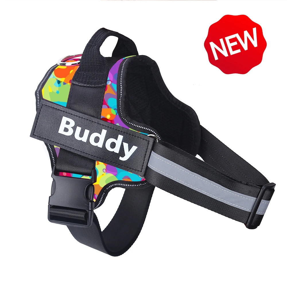 Bolux No Pull Reflective Adjustable Dog Harness Vest With ID Patch For Outdoor Walking