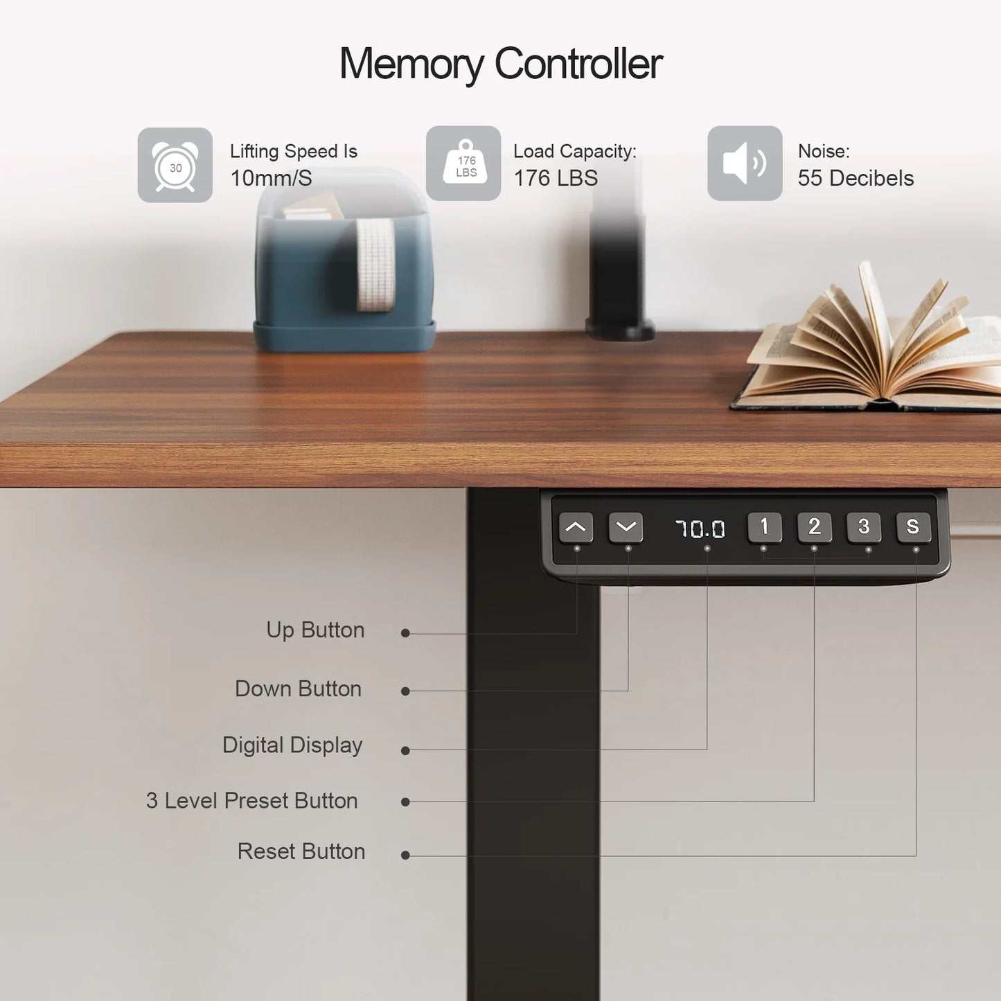 ONBRILL Electric Standing Desk With Adjustable Height And Monitor Shelves