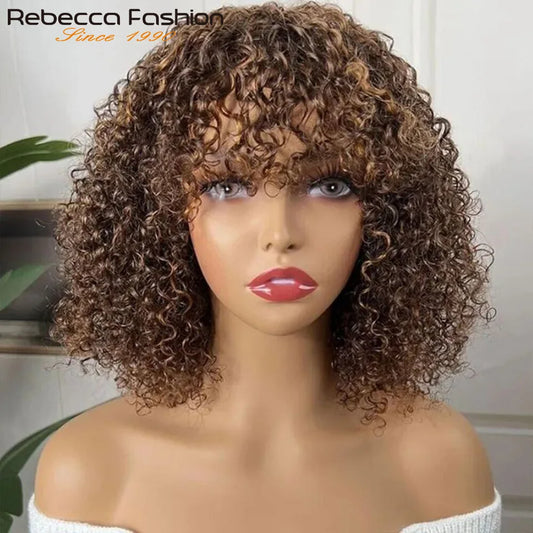 Rebecca Youth Short Pixie Bob Human Hair Wig With Bangs