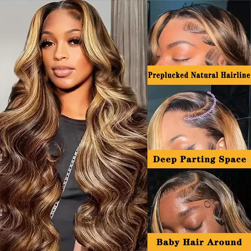 Hair Code Remy Malaysian Human Hair Body Wave Lace Front Wig Pre Plucked Hairline HD